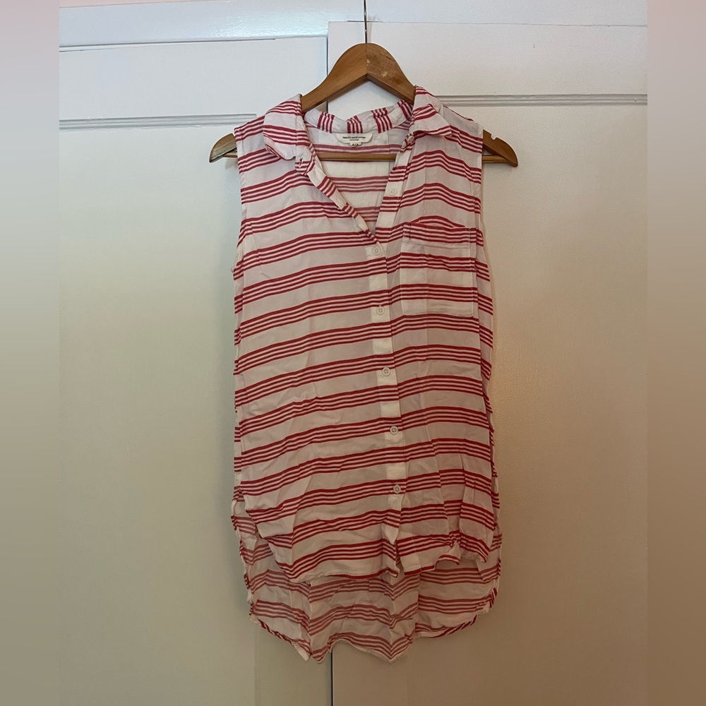 Red and White Striped Bathing Suit Cover Up